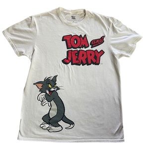 Tom & Jerry Trademark Tee Cat Mouse Graphics Cotton Men’s Medium
